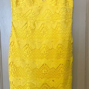 Lulu's Sunny Yellow Lace Midi Dress
